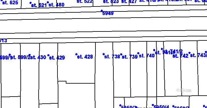 Parcela st. 738 v KÚ Hrušovany nad Jevišovkou, Katastrální mapa