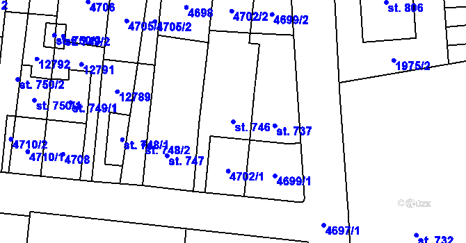 Parcela st. 746 v KÚ Hrušovany nad Jevišovkou, Katastrální mapa