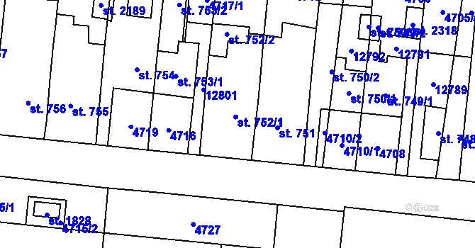 Parcela st. 752 v KÚ Hrušovany nad Jevišovkou, Katastrální mapa