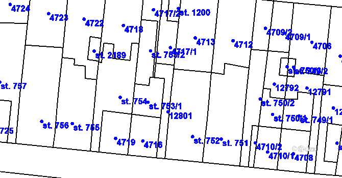 Parcela st. 753/3 v KÚ Hrušovany nad Jevišovkou, Katastrální mapa