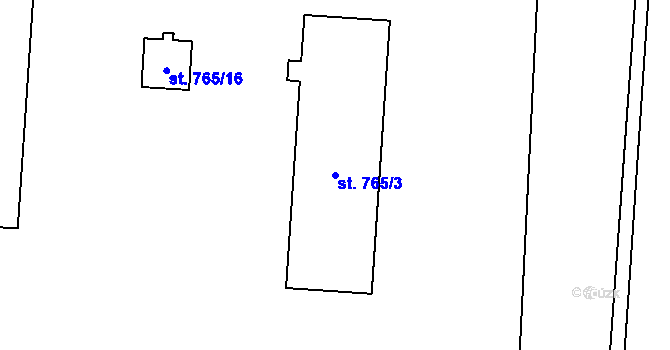 Parcela st. 765/3 v KÚ Hrušovany nad Jevišovkou, Katastrální mapa