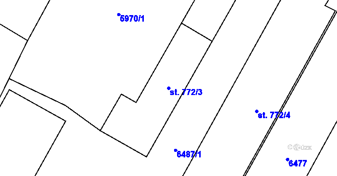 Parcela st. 772/3 v KÚ Hrušovany nad Jevišovkou, Katastrální mapa