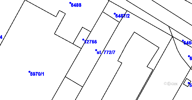 Parcela st. 772/7 v KÚ Hrušovany nad Jevišovkou, Katastrální mapa