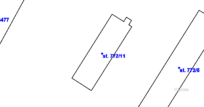 Parcela st. 772/11 v KÚ Hrušovany nad Jevišovkou, Katastrální mapa