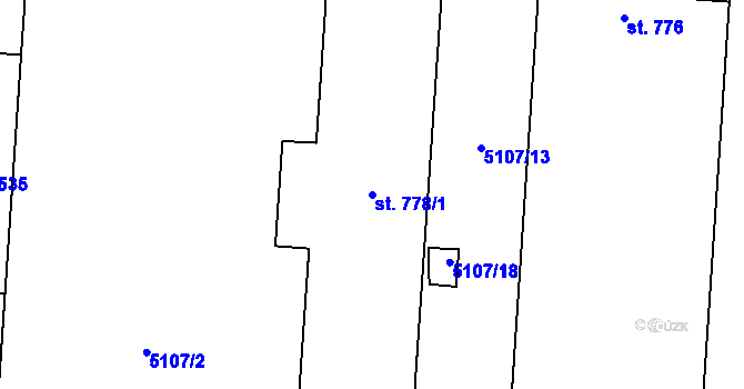 Parcela st. 778/1 v KÚ Hrušovany nad Jevišovkou, Katastrální mapa