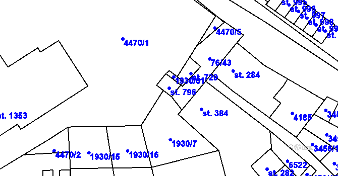 Parcela st. 796 v KÚ Hrušovany nad Jevišovkou, Katastrální mapa
