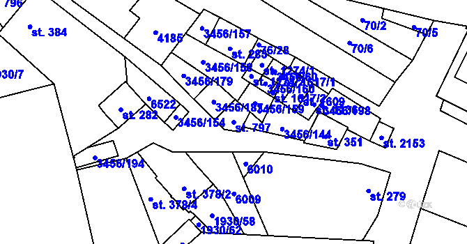 Parcela st. 797 v KÚ Hrušovany nad Jevišovkou, Katastrální mapa