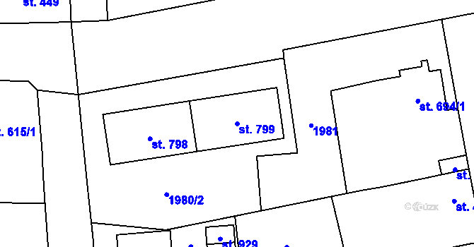 Parcela st. 799 v KÚ Hrušovany nad Jevišovkou, Katastrální mapa