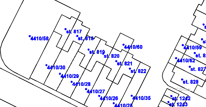 Parcela st. 820 v KÚ Hrušovany nad Jevišovkou, Katastrální mapa