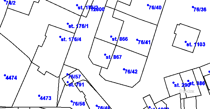 Parcela st. 867 v KÚ Hrušovany nad Jevišovkou, Katastrální mapa