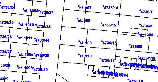 Parcela st. 909 v KÚ Hrušovany nad Jevišovkou, Katastrální mapa