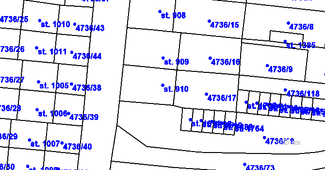 Parcela st. 910 v KÚ Hrušovany nad Jevišovkou, Katastrální mapa