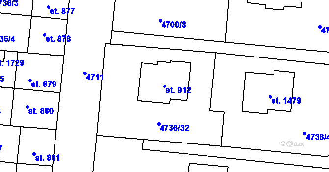 Parcela st. 912 v KÚ Hrušovany nad Jevišovkou, Katastrální mapa