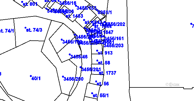 Parcela st. 913 v KÚ Hrušovany nad Jevišovkou, Katastrální mapa