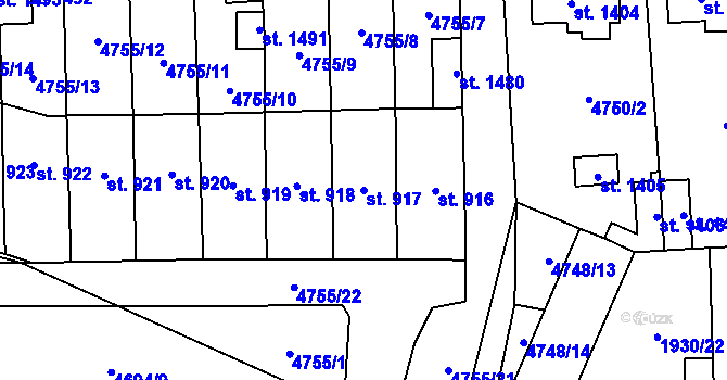 Parcela st. 917 v KÚ Hrušovany nad Jevišovkou, Katastrální mapa