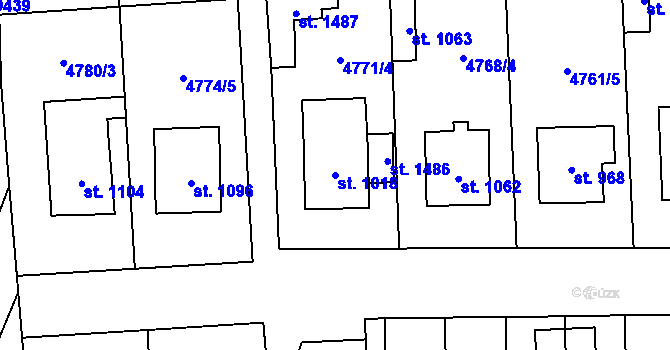 Parcela st. 1018 v KÚ Hrušovany nad Jevišovkou, Katastrální mapa