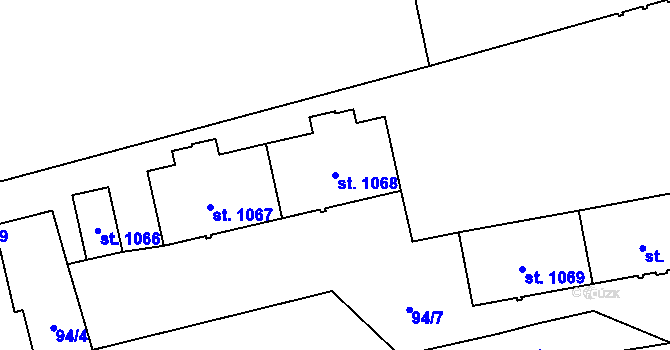 Parcela st. 1068 v KÚ Hrušovany nad Jevišovkou, Katastrální mapa