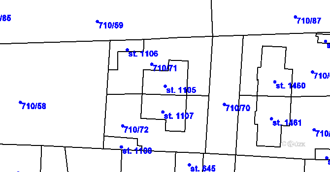 Parcela st. 1105 v KÚ Hrušovany nad Jevišovkou, Katastrální mapa