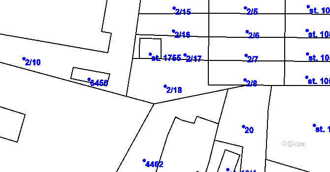 Parcela st. 2/18 v KÚ Hrušovany nad Jevišovkou, Katastrální mapa