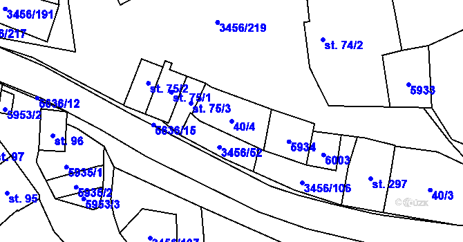 Parcela st. 40/4 v KÚ Hrušovany nad Jevišovkou, Katastrální mapa
