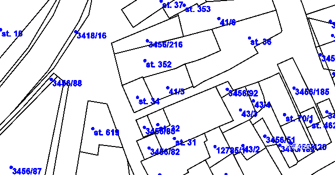 Parcela st. 41/3 v KÚ Hrušovany nad Jevišovkou, Katastrální mapa