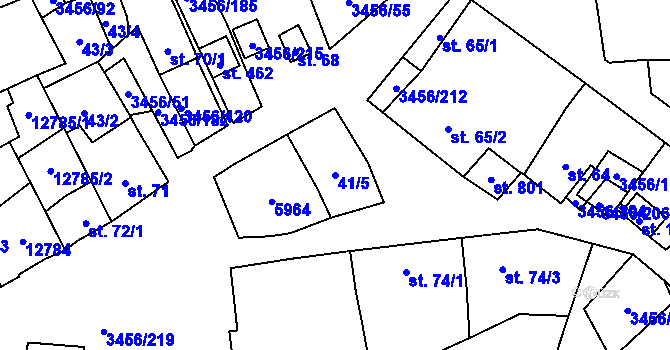 Parcela st. 41/5 v KÚ Hrušovany nad Jevišovkou, Katastrální mapa