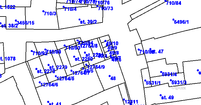 Parcela st. 49 v KÚ Hrušovany nad Jevišovkou, Katastrální mapa
