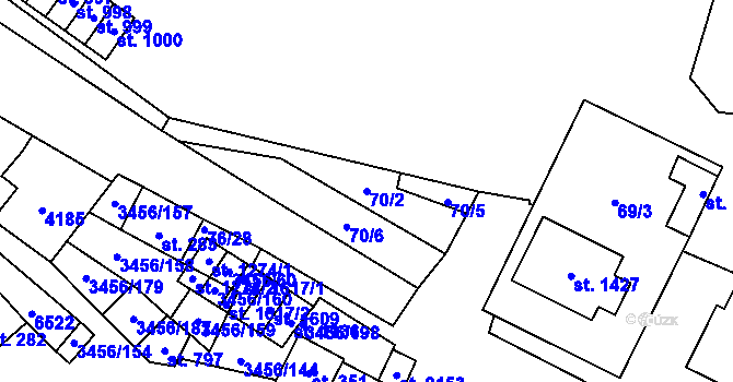 Parcela st. 70/2 v KÚ Hrušovany nad Jevišovkou, Katastrální mapa