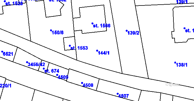 Parcela st. 144/1 v KÚ Hrušovany nad Jevišovkou, Katastrální mapa