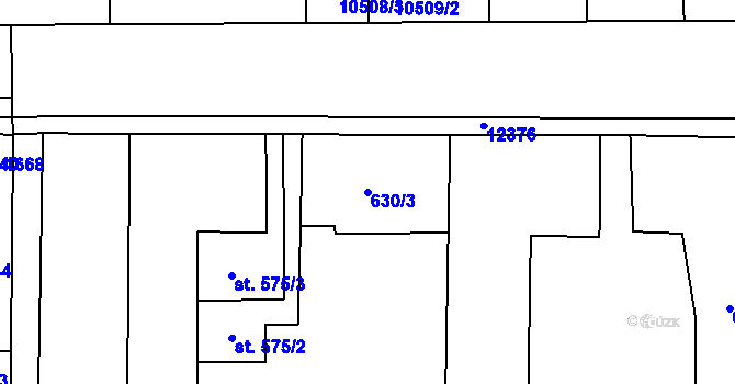 Parcela st. 630/3 v KÚ Hrušovany nad Jevišovkou, Katastrální mapa