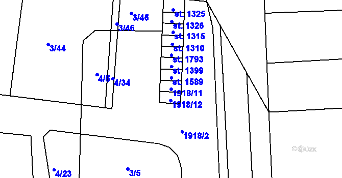 Parcela st. 1918/11 v KÚ Hrušovany nad Jevišovkou, Katastrální mapa