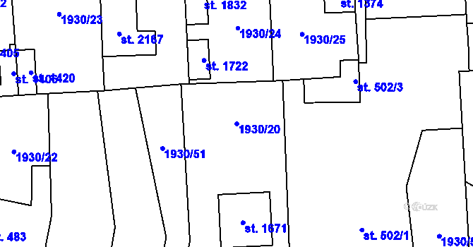Parcela st. 1930/20 v KÚ Hrušovany nad Jevišovkou, Katastrální mapa