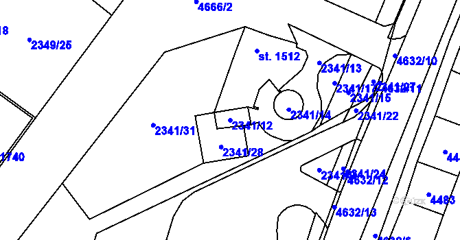 Parcela st. 2341/12 v KÚ Hrušovany nad Jevišovkou, Katastrální mapa