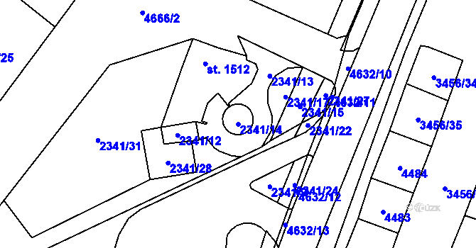Parcela st. 2341/14 v KÚ Hrušovany nad Jevišovkou, Katastrální mapa