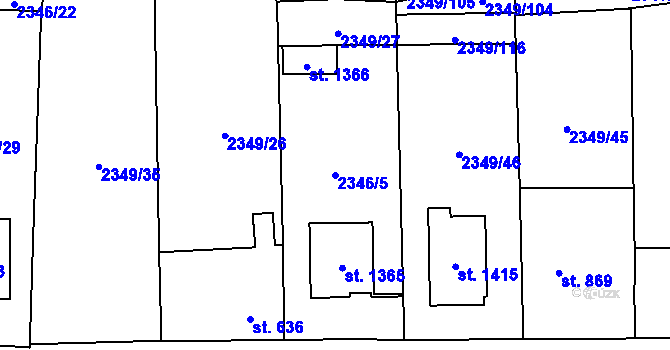 Parcela st. 2346/5 v KÚ Hrušovany nad Jevišovkou, Katastrální mapa