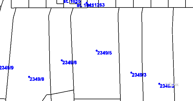 Parcela st. 2349/5 v KÚ Hrušovany nad Jevišovkou, Katastrální mapa