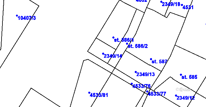 Parcela st. 2349/14 v KÚ Hrušovany nad Jevišovkou, Katastrální mapa