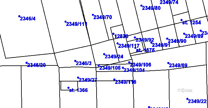 Parcela st. 2349/24 v KÚ Hrušovany nad Jevišovkou, Katastrální mapa