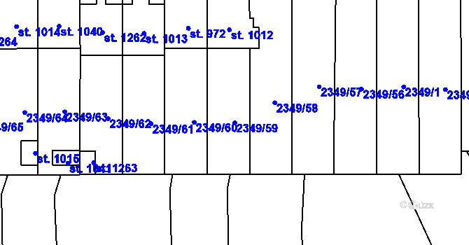 Parcela st. 2349/59 v KÚ Hrušovany nad Jevišovkou, Katastrální mapa