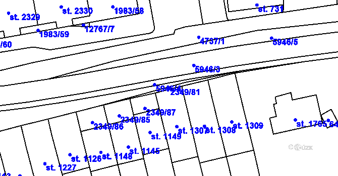 Parcela st. 2349/81 v KÚ Hrušovany nad Jevišovkou, Katastrální mapa