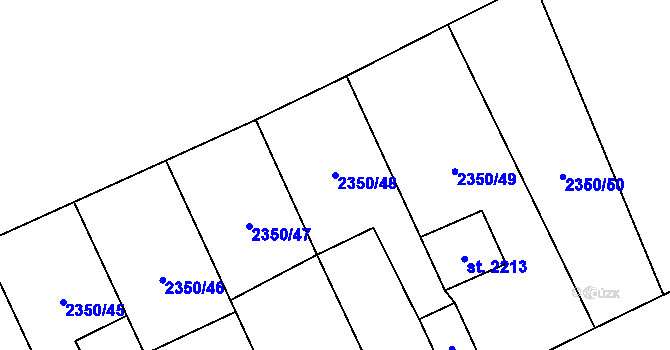 Parcela st. 2350/48 v KÚ Hrušovany nad Jevišovkou, Katastrální mapa