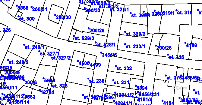 Parcela st. 3456/6 v KÚ Hrušovany nad Jevišovkou, Katastrální mapa