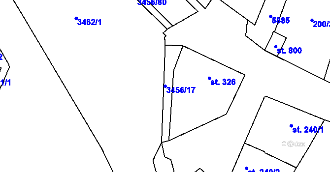 Parcela st. 3456/17 v KÚ Hrušovany nad Jevišovkou, Katastrální mapa