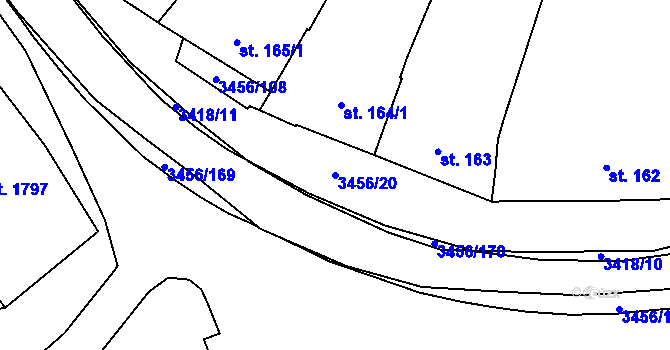 Parcela st. 3456/20 v KÚ Hrušovany nad Jevišovkou, Katastrální mapa