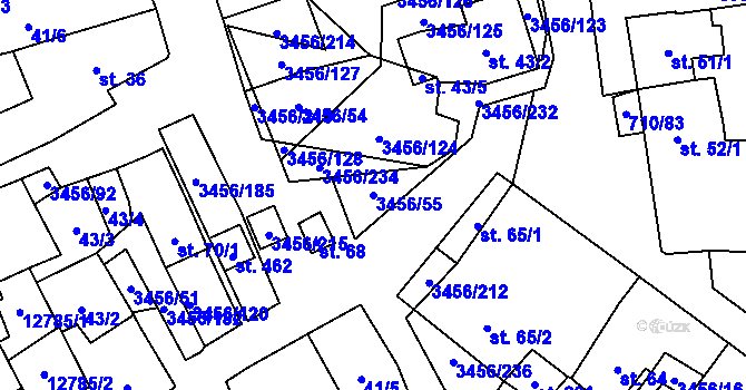 Parcela st. 3456/55 v KÚ Hrušovany nad Jevišovkou, Katastrální mapa