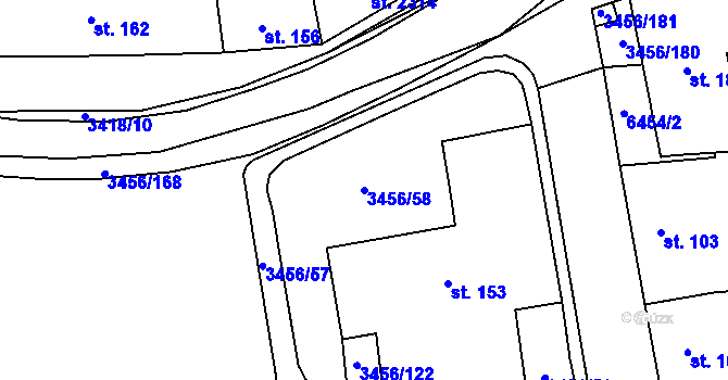 Parcela st. 3456/58 v KÚ Hrušovany nad Jevišovkou, Katastrální mapa