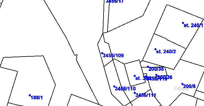 Parcela st. 3456/109 v KÚ Hrušovany nad Jevišovkou, Katastrální mapa