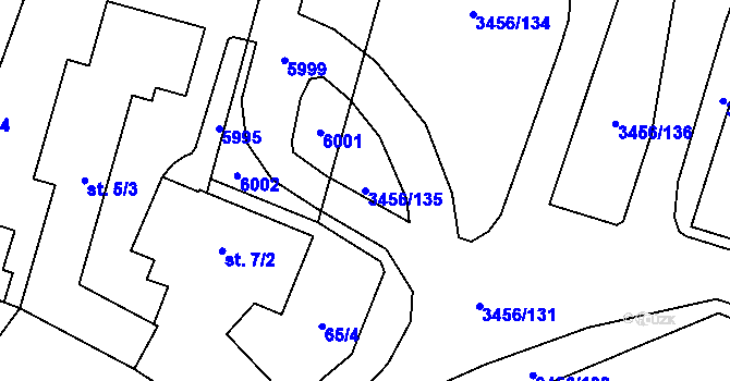 Parcela st. 3456/135 v KÚ Hrušovany nad Jevišovkou, Katastrální mapa
