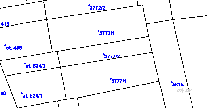 Parcela st. 3777/2 v KÚ Hrušovany nad Jevišovkou, Katastrální mapa