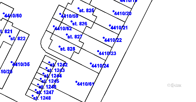 Parcela st. 4410/23 v KÚ Hrušovany nad Jevišovkou, Katastrální mapa